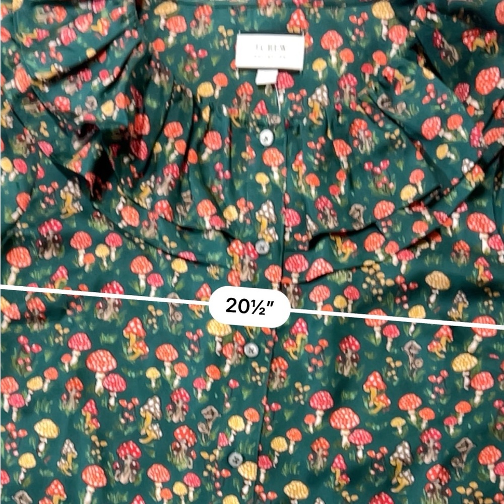 J.Crew Collection silk-twill ruffle-collar top in mushroom floral M NWT - Picture 5 of 10